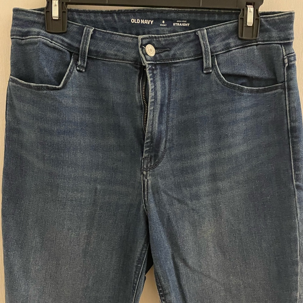 Old Navy Straight Leg High Rise Medium Wash Jeans - Picture 3 of 5